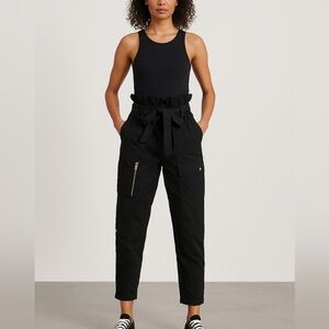Jennifer Lopez Future Collective Black Cargo Pants ruffled waist Belt  Sz 8 Y2K